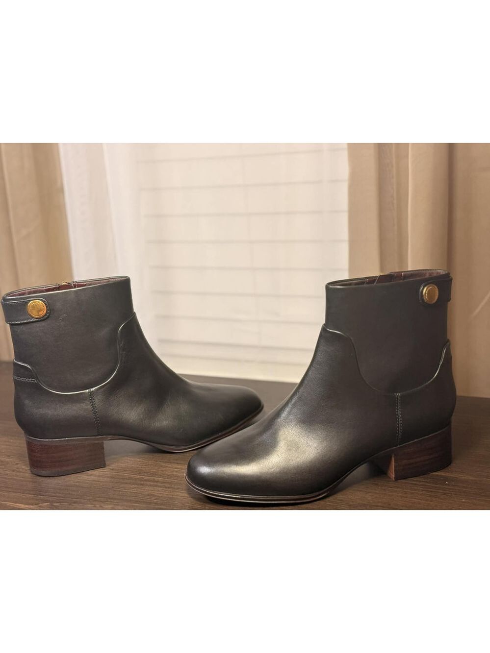 Franco Sarto Jessica Classic Retro Leather Block Heel Boots Booties 8.5 M BLACK - Picture 11 of 16